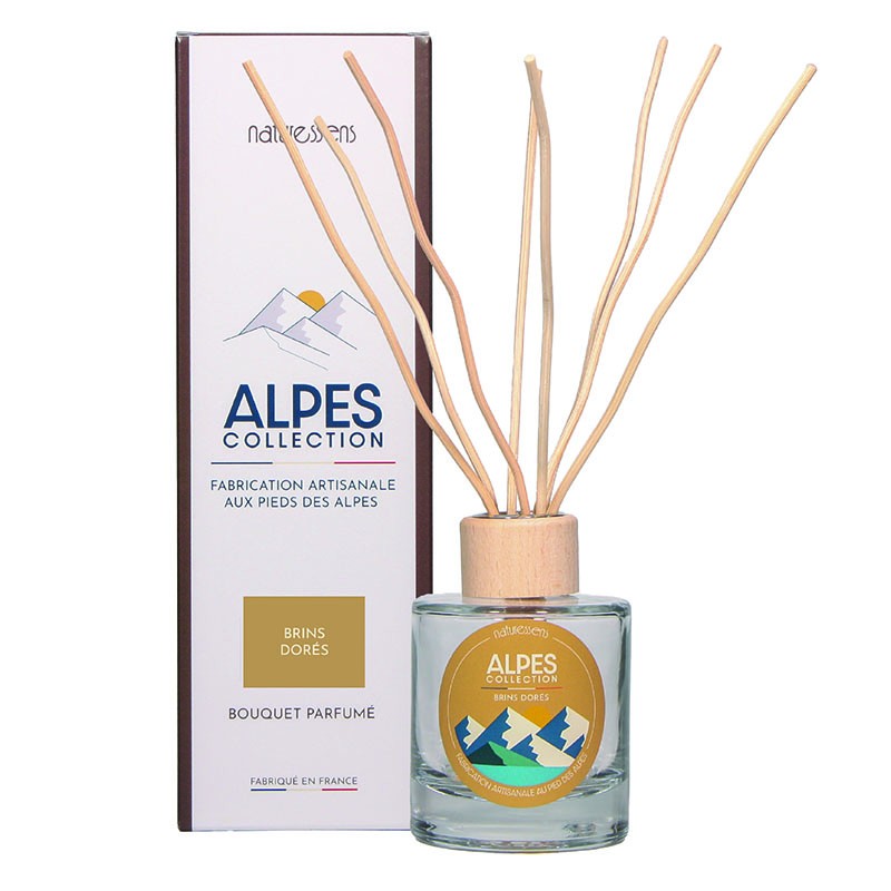 BOUQUET DIFFUSEUR PARFUME BRINS DORES